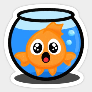 Goldfish Swimming in Bowl Sticker